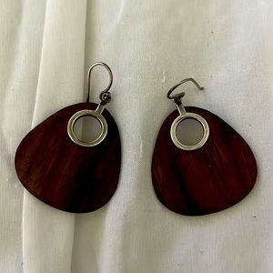 925 sterling silver and wood boho earrings